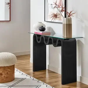 Ondine Glass Top 50" Console Table in Black