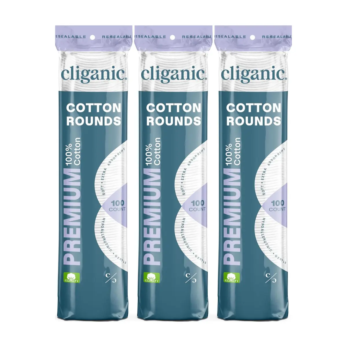 Cliganic Premium Cotton Rounds for Face (300 Count) - Makeup Remover Pads, Hypoallergenic, Lint-Free | 100% Pure Cotton