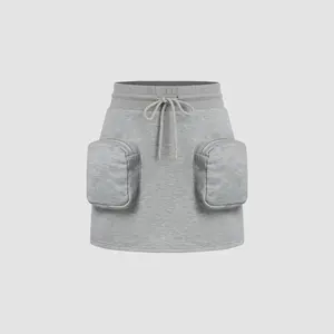 Cider [size 2-10] Terry Mid Rise Zipper Pocket Knotted Mini Skirt