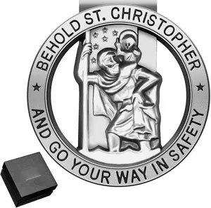 Saint Christopher Medal for  St Christopher Visor Clip Accessories Bless Driving Safety Religious  for Driver, Family, Parent,  (1)