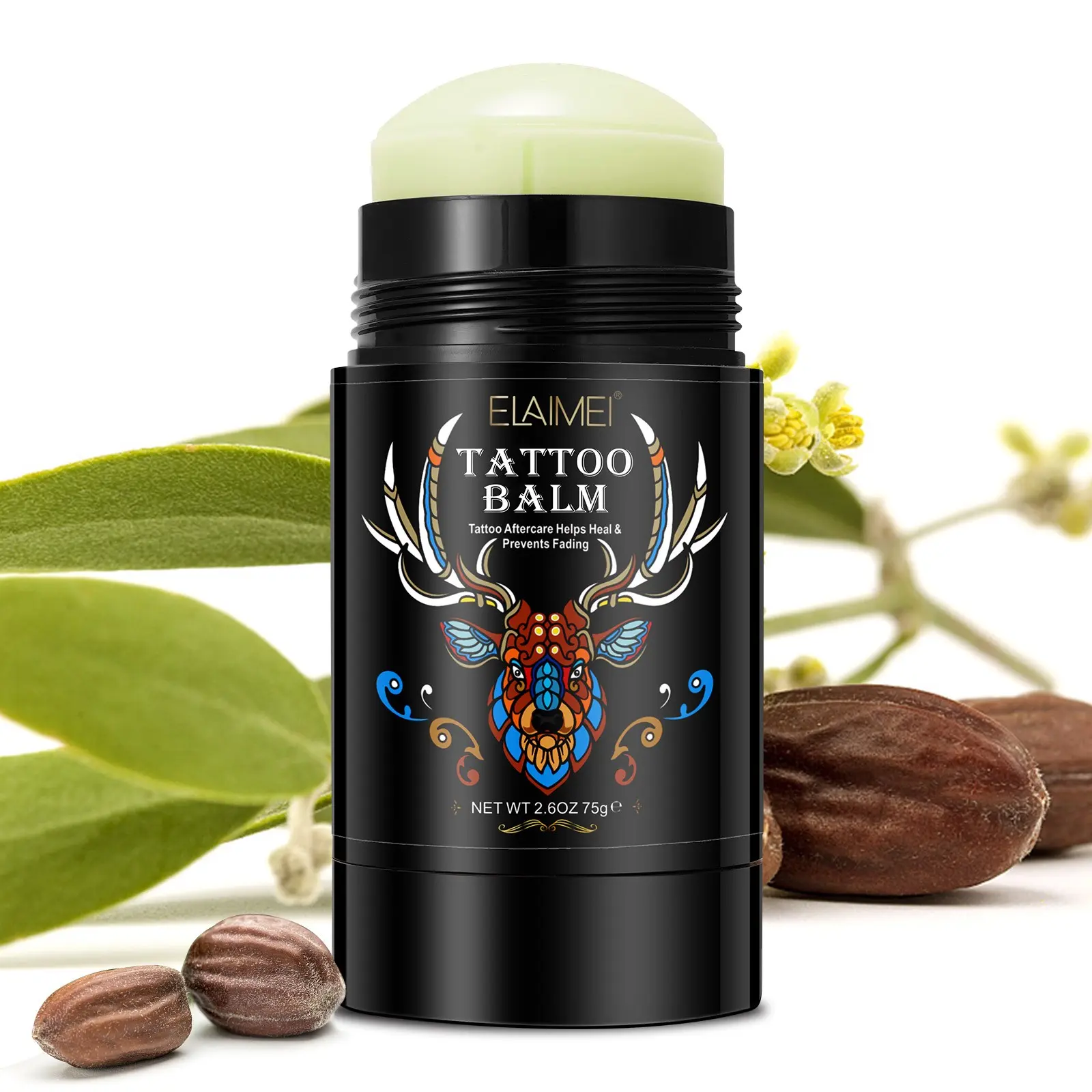 Elaimei Rotating Tattoo Care Balm (us Version) 75g, Tattoo Aftercare Cosmetics, Natural Formula, Moisturizes Skin, Ideal for Tattoo Aftercare, Gentle & Effective, Tattoo Treatment Balm
