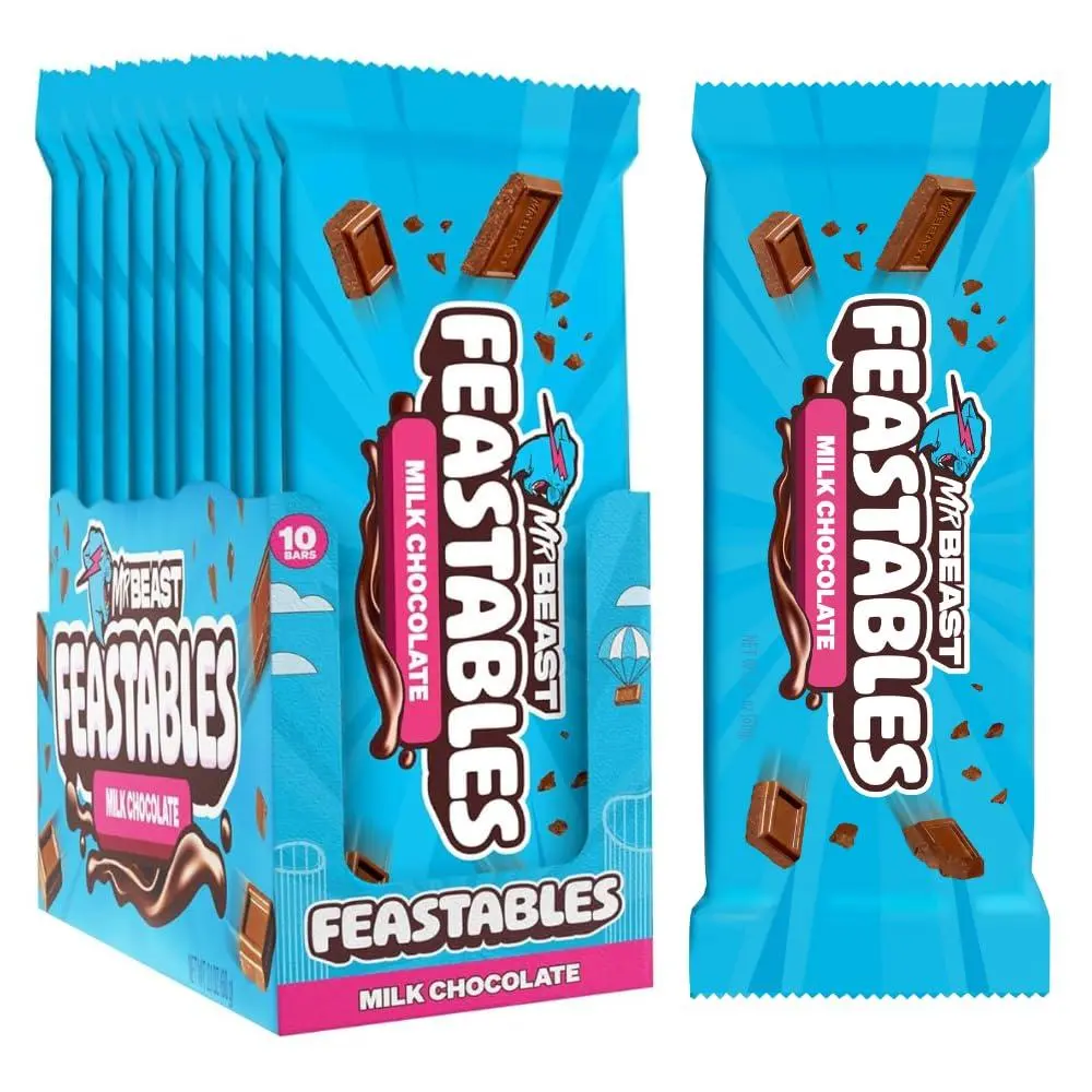 Feastables Mr Beast Milk Chocolate Bars King Size  2.1 oz 10ct