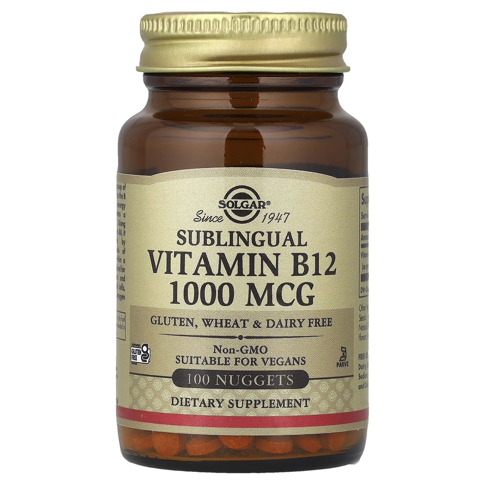 Solgar Vitamin B 12, Sublingual , 1,000 mcg, 100 Nuggets