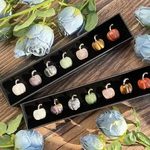 7count/Set Hallows' Day Crystals Pumpkin Carving Decoration Gemstone Statue Ornament Halloween