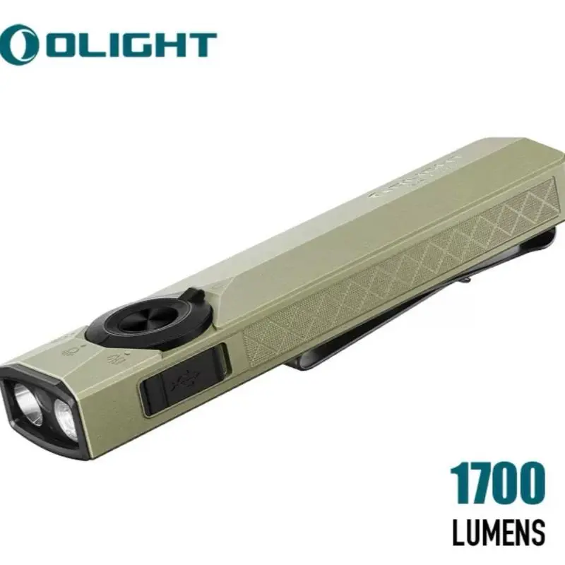 Olight Arkpro LED Flashlight - Compact Rechargeable Olive Green Class 3R High Lumen Light for Camping, Hiking, Reusable Sports & Outdoor Lights & Lanterns