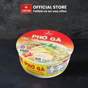 VIFON Vietnamese Chicken Flavor Rice Noodle (Pho Ga) 12 Bowls - 2.47 oz each