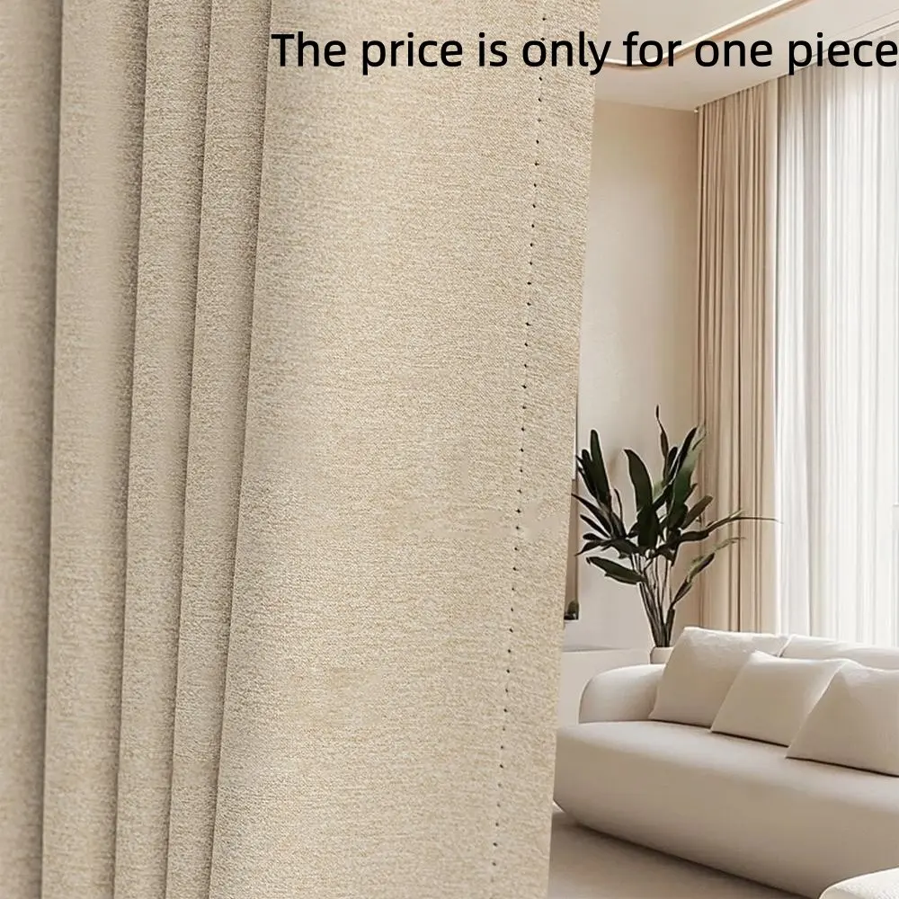 1pc Double-Sided Linen Window Curtain, Light Blocking, Suitable for Living Room and Bedroom, Cream Style Luxury Customization, Privacy Enhancing