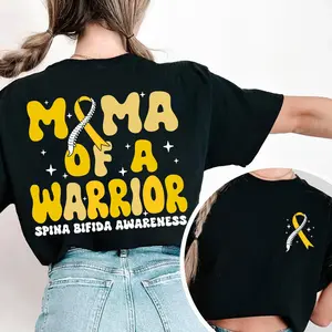 Mama Of A Warrior Spina Bifida Awareness Shirtm,  Spina Bifida Awareness Shirt,Yellow Ribbon Shirt, Spina Bifida Warrior Shirt