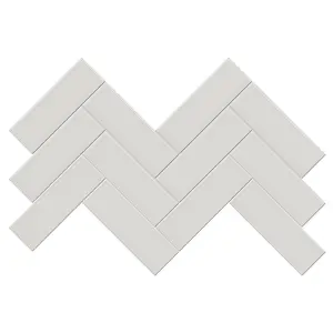 2 X 6 In Herringbone Soho Halo Grey Matte Glazed Porcelain Mosaic