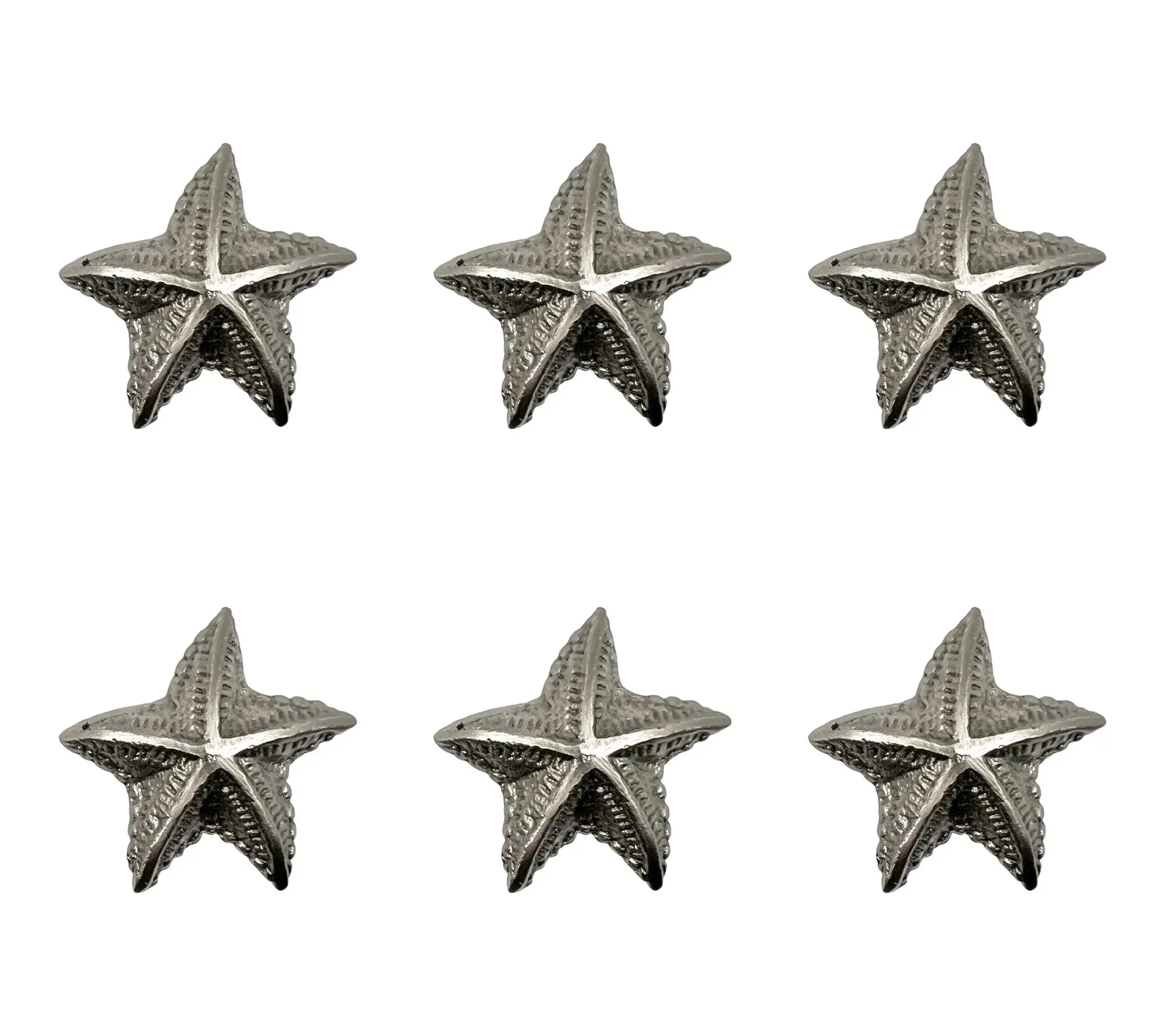 HomeRoots Set of 6 Silver Starfish Iron Drawer Knobs