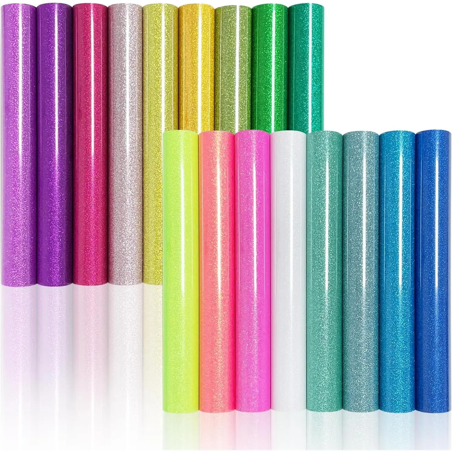 17 count Glitter HTV Sheets 12x10 Inch - Easy Weed & Cut Heat Transfer Vinyl for Cricut/Silhouette, Mixed Color Sparkle Iron On Vinyl for T-Shirts, DIY Crafts