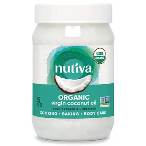 Nutiva Organic, Cuold-Pressed, Unrefined, Virgin Coconut Oil from Fresh, non-GMO, Sustainably Farmed Coconuts, 15-ounce