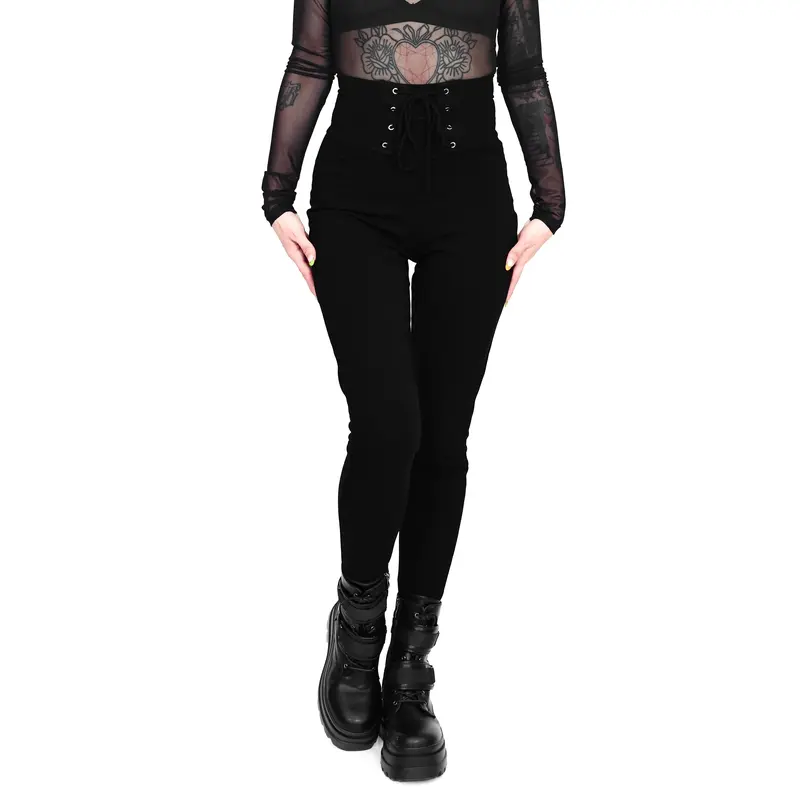 Women's High Waisted Lace-Up Stretch Leggings, Comfy Modal Bottoms with Adjustable Fit