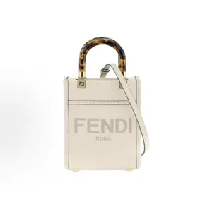 Pre-owned FENDI Calfskin Crossbody Bags Sunshine Mini Tote Grey CPU0409