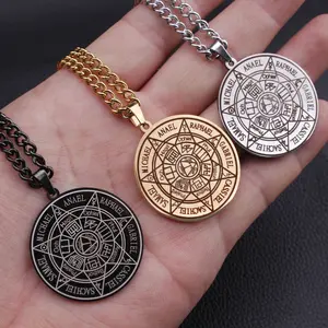 Sacred Seven Archangels Seal Pendant for Men Women Stainless Steel Magic Talisman Jewelry