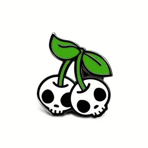 Super cute white skull cherries enamel pin