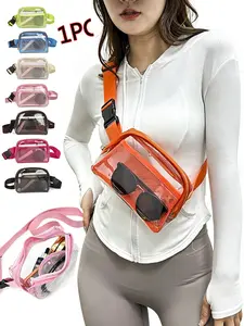 Transparent Crossbody Chest Bag, Large Capacity Transparent Waist Pack, Women's Concert Workout Travel Approved Bag, Trendy Aesthetic Bag, Zipper Fanny Pack, Zipper Belt Bag, Zipper Bumbag
