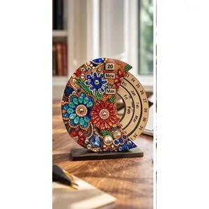Perpetual Desk Calendar Decor, Crystal Floral Calendar Ornament, Rhinestone Table Calendar, Office Desk Decor Gift, Unique Home Decor