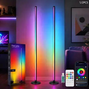 RGBICW Smart Bright Corner Floor Lamp, 16M DIY Colors, 68+ Scene Modes, Music Sync, App & Remote Control, Timer Setting, Color-Changing Ambient Light for Gamer Rooms, Bedroom Decor