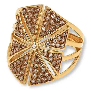 Rarities Gold-Plated 1/2cttw Champagne Diamond Open Space Star Ring