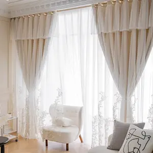 1pc Korean Lace Light Blocking Curtain, Princess Style Double Layer Floor Window Drapes, Bedroom Balcony Decoration, Live Stream Decor