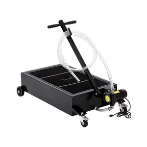 GARVEE Low Profile 25-Gallon Metal Oil Drain Pan with 110V 180W Electric Pump, 8FT Hose, and Folding Handle - Large Capacity for Cars, SUVs, Trucks, Buses, and RVs, Black