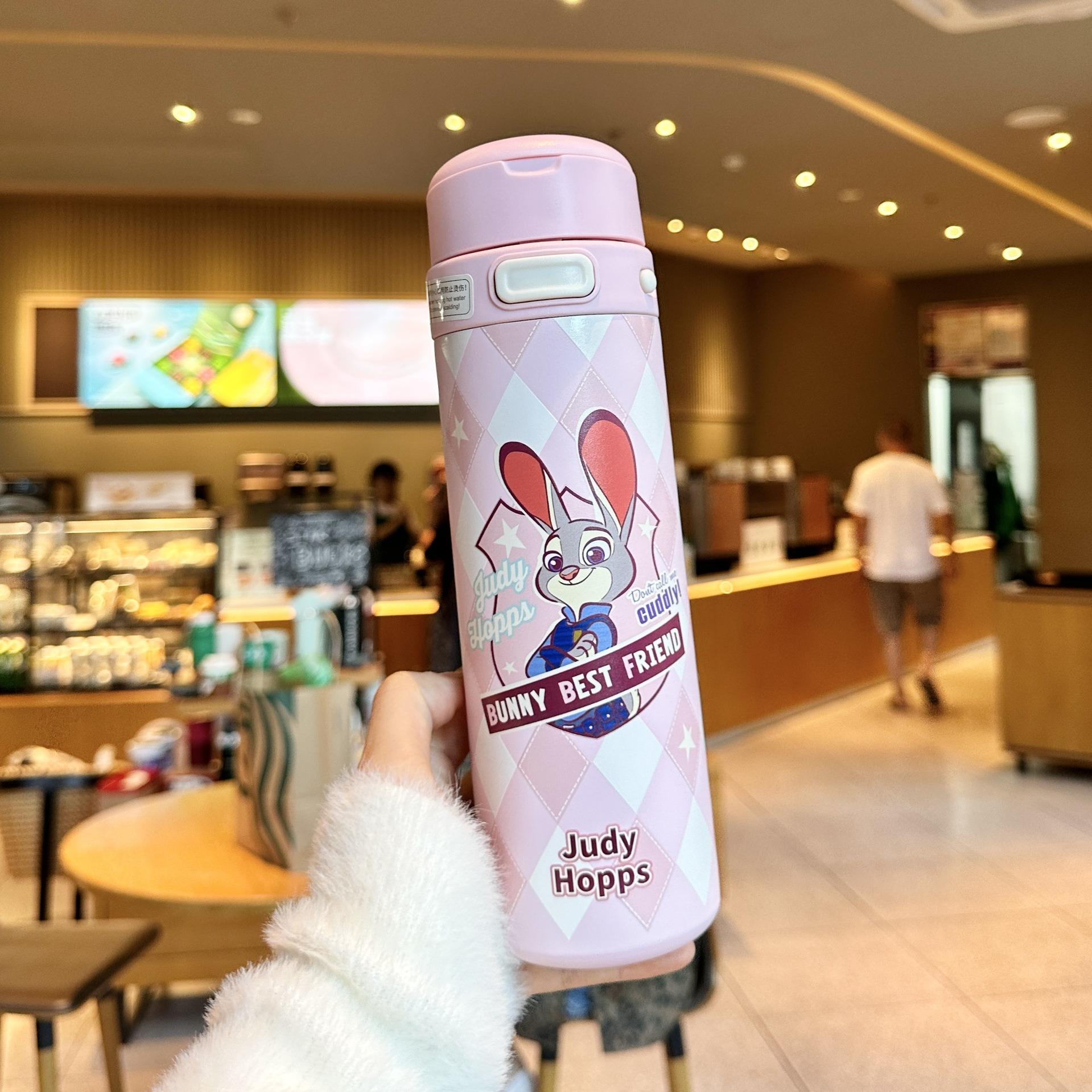 Disney Series Magic Dual-Drink Insulated Cup 470ML/16oz Judy Nick Stitch Lotso Bear Mug,Leak-Proof Design,Hot & Cold Retention,Food-Grade Stainless Steel,Holiday & Holiday Haul