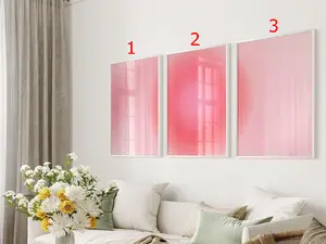 Set of 3 Pink Grainy Gradient Positive Aura Poster Gallery Abstract Gradient Trendy Wall Art Set Spiritual Poster