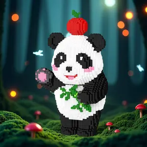 3D Bamboo Apple Panda Puzzle Building Blocks, Creative Room Decoration, Birthday Halloween Valentine Christmas New Year Gift