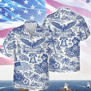 Retro Hawaii 250 Years of Freedom 1776 - 2026 Eagle Patriotic Shirt Statue Of Liberty, US Flag, Liberty Bell, 250th Anniversary Hawaiian Shirt 9I4