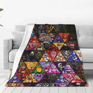 Five Nights at Freddy's Flannel Blanket, FNAF Characters Inspired Print, Lightweight, Animatronic Character Print, Cozy, Warm, Soft, and Durable, Perfect for Home, Bedroom, Living Room, Sofa, Office, Travel, Camping, Sleepovers, Gifts, Halloween.