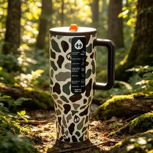 HydroJug 40oz Travel Water Bottle - Leakproof Triple-Wall Vacuum Insulated Tumbler with Round Flip Straw Lid, Perfect for Outdoor Adventures, Camo Print