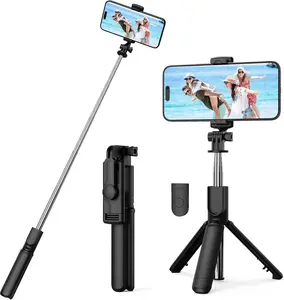 Selfie Stick, Extendable Selfie Stick Tripod with Wireless Remote and Tripod Stand, Portable, Lightweight, Compatible with iPhone 15 14 13 12 Pro Xs Max X 8Plus, Samsung