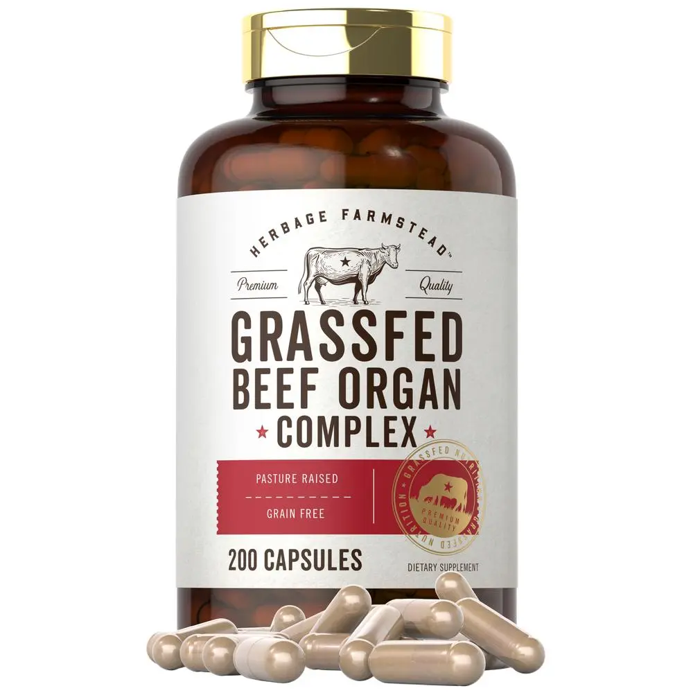Carlyle Grass Fed Beef Organ Complex - 200 Capsules - with Desiccated Liver, Kidney, Pancreas, Heart, Spleen - Non-GMO, Gluten Free