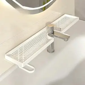 Waterfall Storage Rack, Independent Carbon Steel Faucet Organizer, Space-Saving Bathroom Counter Shelf, Easy Drainage, No Tools Required