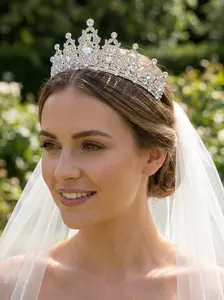 Women's Elegant Rhinestone Crown, Exquisite Trendy Bridal Crown, Chic Gorgeous Hair Accessories for Wedding Party Decor
