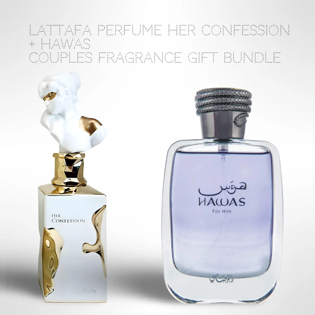 Lattafa Perfume Her confession + Hawas 100ml (3.4 Fl oz) Long Lasting Perfume - Value Bundle - Couples Fragrance Gift Bundle