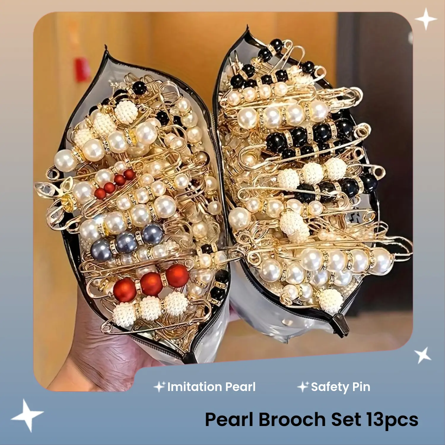 13/20/23/40/53PCS pearl brooch, clothing dress decoration, no need for sewing sweater shawl safety pin cardigan collar safety pin, suitable for women's imitation pearl pants tightener, mixed style Adjustable Clips Fashion Accessory pins Jewelry summervibe
