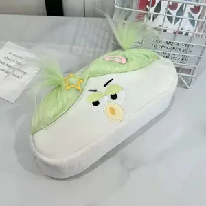 Cute Cartoon Fluffy Hair Accessory Pencil Case, Portable Plush Large Capacity Storage Bag, Adorable Stationery Backpack for Students