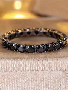 Female Black Round Zirconia Stone Wedding Jewelry Promise Love Engagement Rings For Women Artificial Zircon Ring