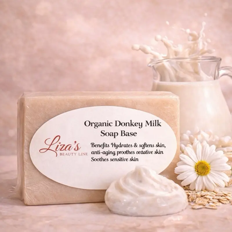 1240- Liza's Beauty Line Organic Donkey Milk Soap Base - Hydrates Soft Skin, Anti-Aging, All Skin Types, Handcrafted Quality