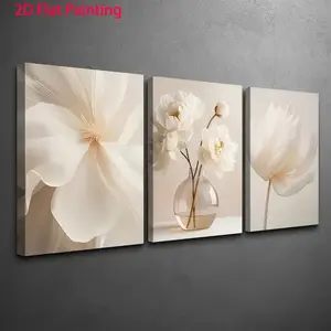 Wooden Frame Canvas Art Set, Fashionable Artistic Floral Design Wall Decor, Perfect Home Decoration for Living Room Bedroom Kitchen