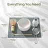 ZENS 15oz (450ml) Non-Toxic Porcelain Heat-Resistant Matcha Making Kit - Traditional Japanese Tea Tools with Cotton Accessories, Bamboo Whisk, Matcha Bowl for Adults, Home Tea Ceremony Gifts