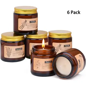 6 Pack Scented Candles, Handmade, Apothecary Jar Candles with Hot Days Cotton Wicks, 3.5oz Large Capacity, can be Used for 120-150 Hours, Reading, Resting, Working, Holiday Gifts Decor Ornaments
