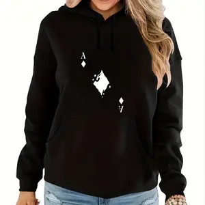 Men's Outdoor Casual Spade Print Hoodie Sweatshirt with Drop Shoulder