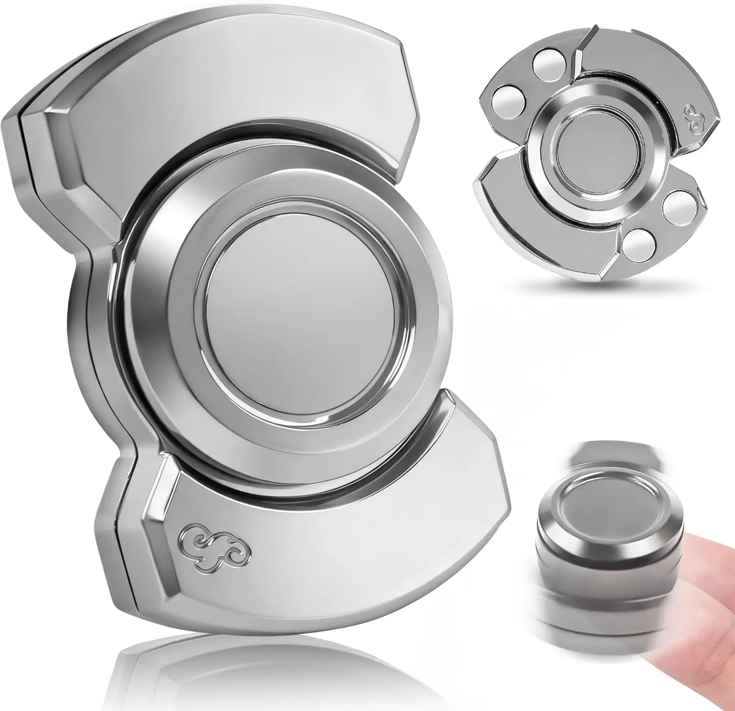 Mini Metal EDC Fidget Slider, 3-in-1 Magnetic Spinner and Clicker for Adults, Sensory Stress Reliever for Office Desk