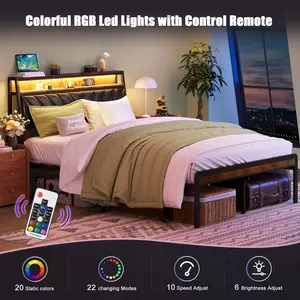 TikTok's LED Smart Bed Frame!  | Queen/Full Size Platform Bed with Lights & Charging Station | 105° Adjustable Headboard for Apartments & Dorms ️