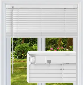 No Drill No Tool 1" Vinyl Mini Blinds, Light Filtering Horizontal Window Blinds & Shades, Cordless Blinds for Windows, 27" W X 48" H, White