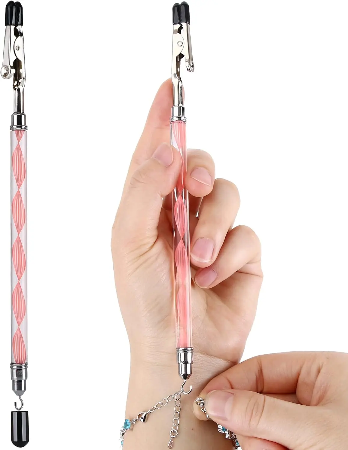 2 in 1 Bracelet Helper Tool - Bracelet Helper to Put on Yourself, Quick Release Fastening  Clasp Helpers,Bracelet Assist Tool with Hook for Bracelet, Necklace, 197mm Extended Design