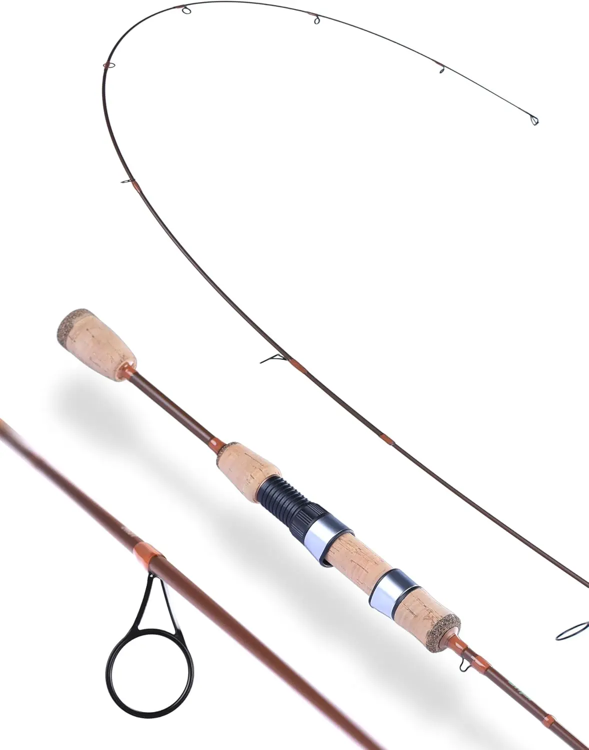 Ultralight Micro Spinning Fishing Rods (2 PCS) for Beginners - Brown Carbon Fiber Blank, Cork Handle, Suitable for Rivers & Creeks - 5'6"/6'/6'6"/7' Lengths, 12 Months Usage Assurance